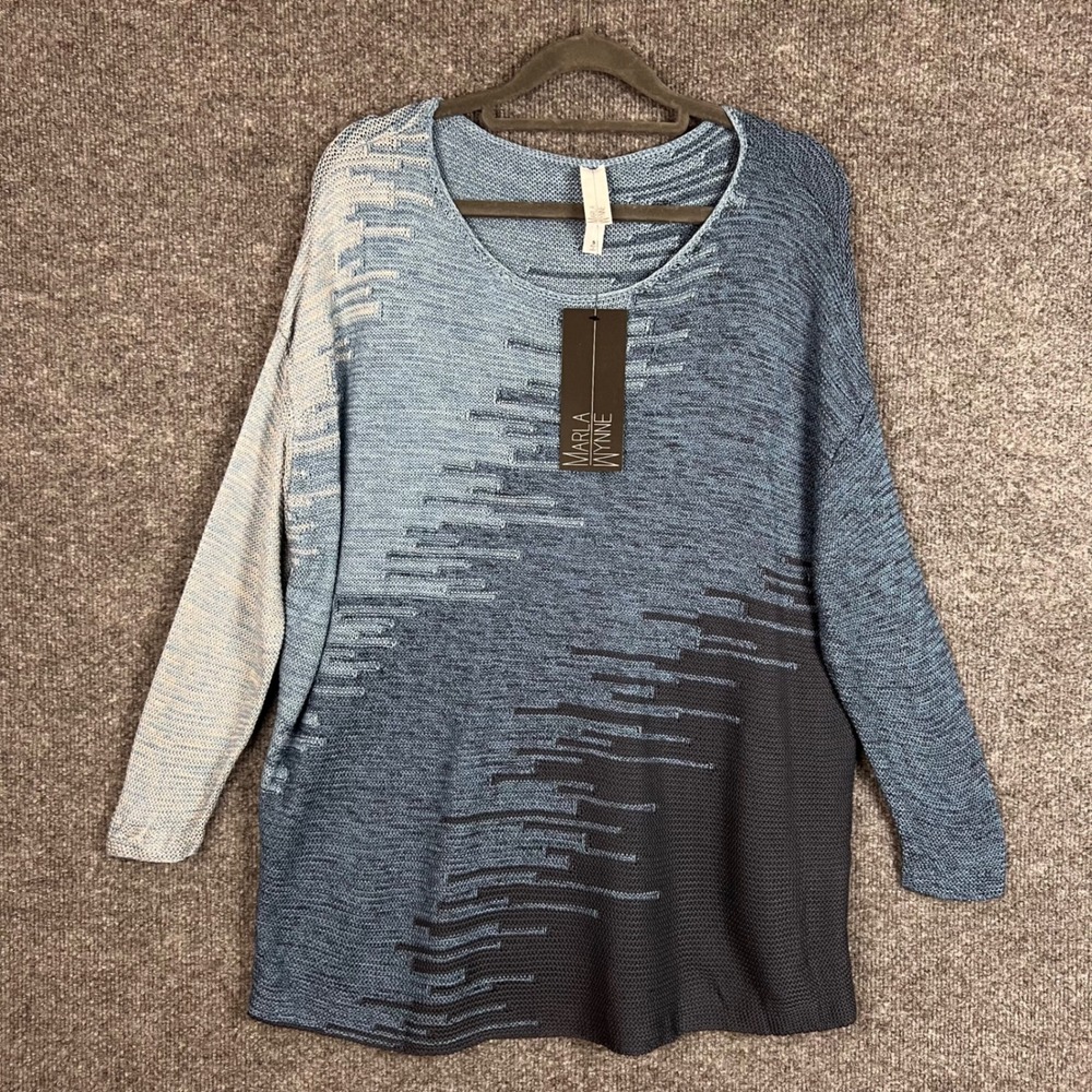 NEW MarlaWynne Sweater Womens Small Ombre Intarsia Knit Long Sleeve Tunic